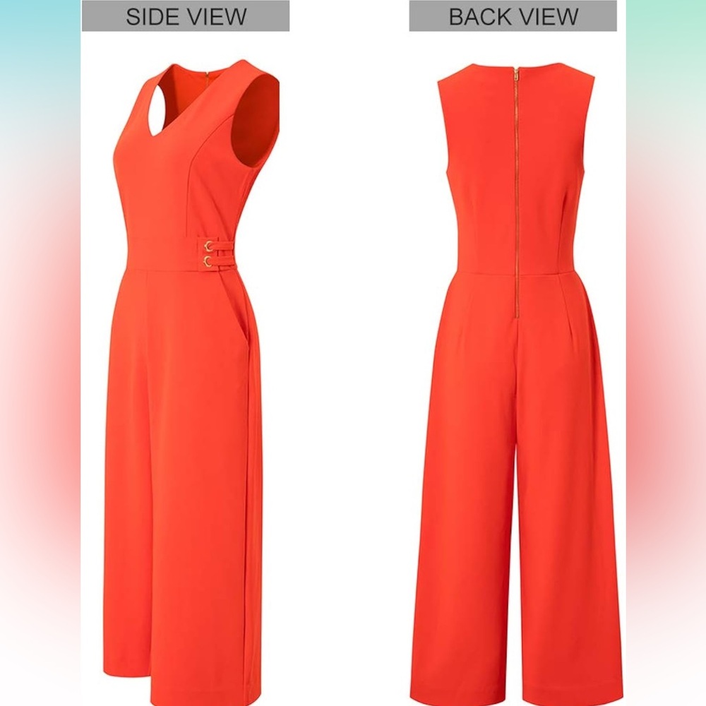 Macllyn Orange Sleeveless Jumpsuit